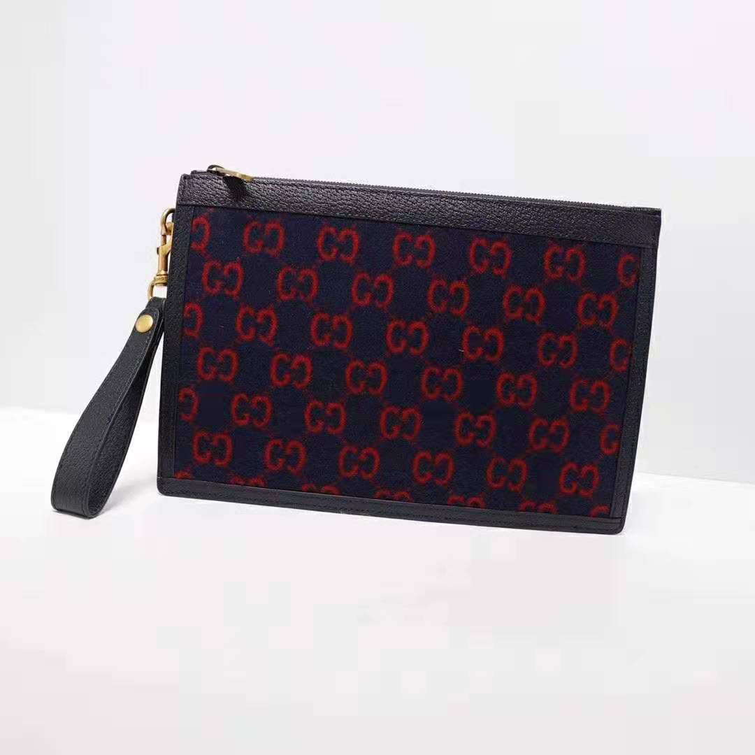 G*u*i gg unisex gg wool pouch in blue and red gg wool