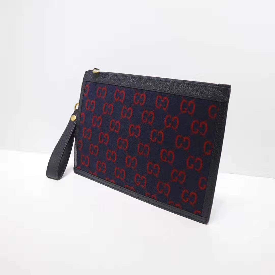 G*u*i gg unisex gg wool pouch in blue and red gg wool