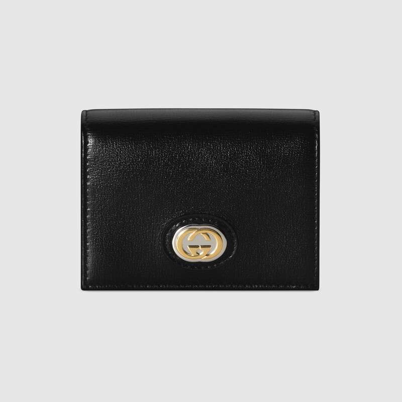G*u*i gg unisex leather card case wallet in textured leather