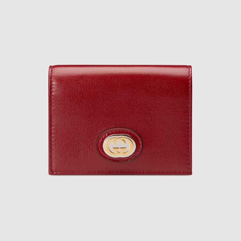 G*u*i gg unisex leather card case wallet in textured leather