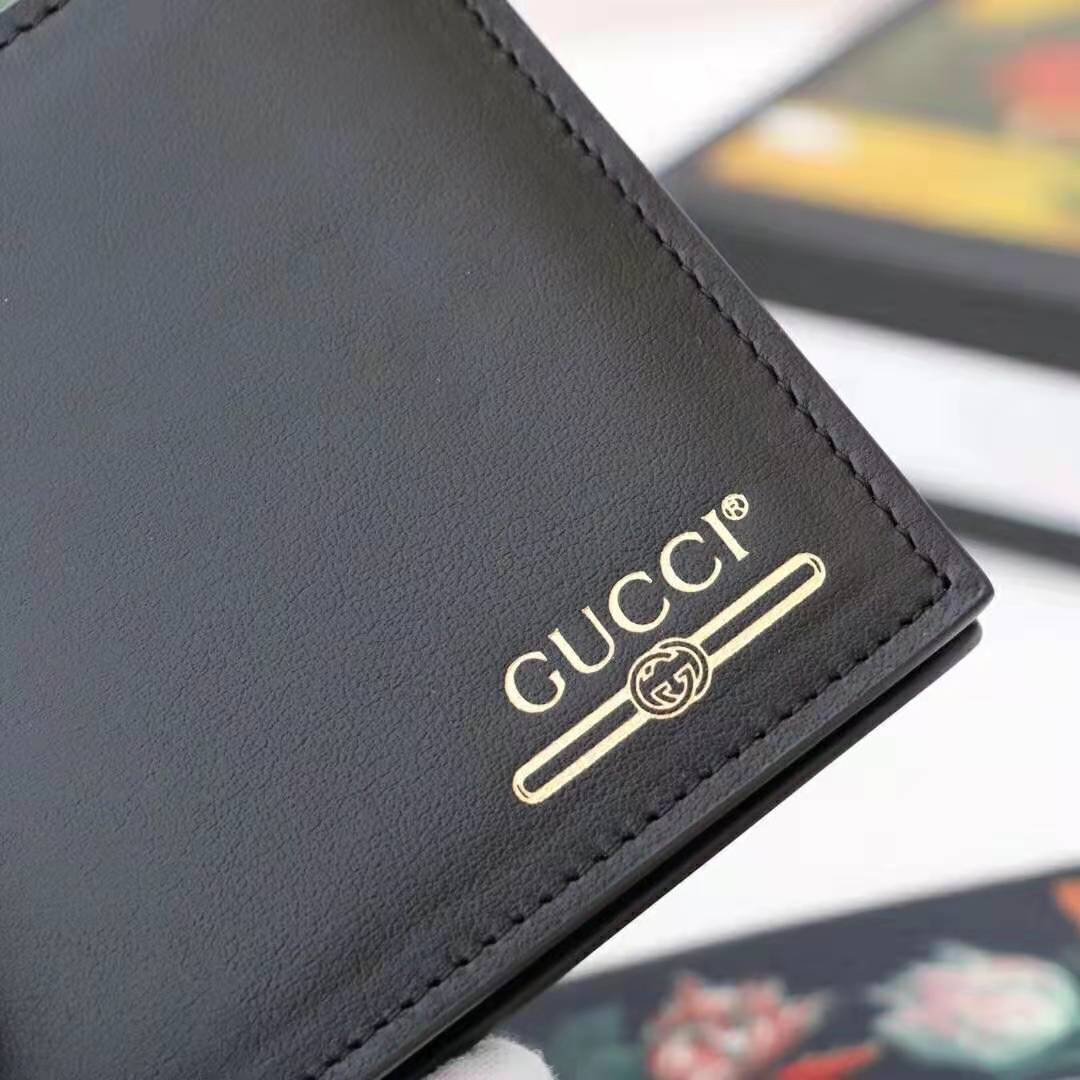 G*u*i gg unisex leather wallet with G*u*i logo in black leather