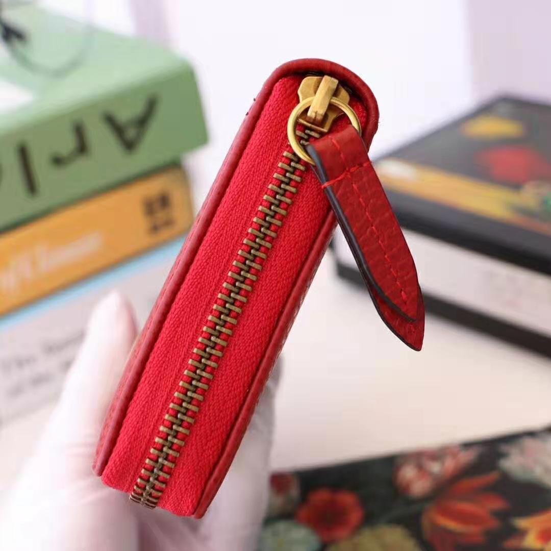 G*u*i gg unisex leather zip around wallet in hibiscus red leather