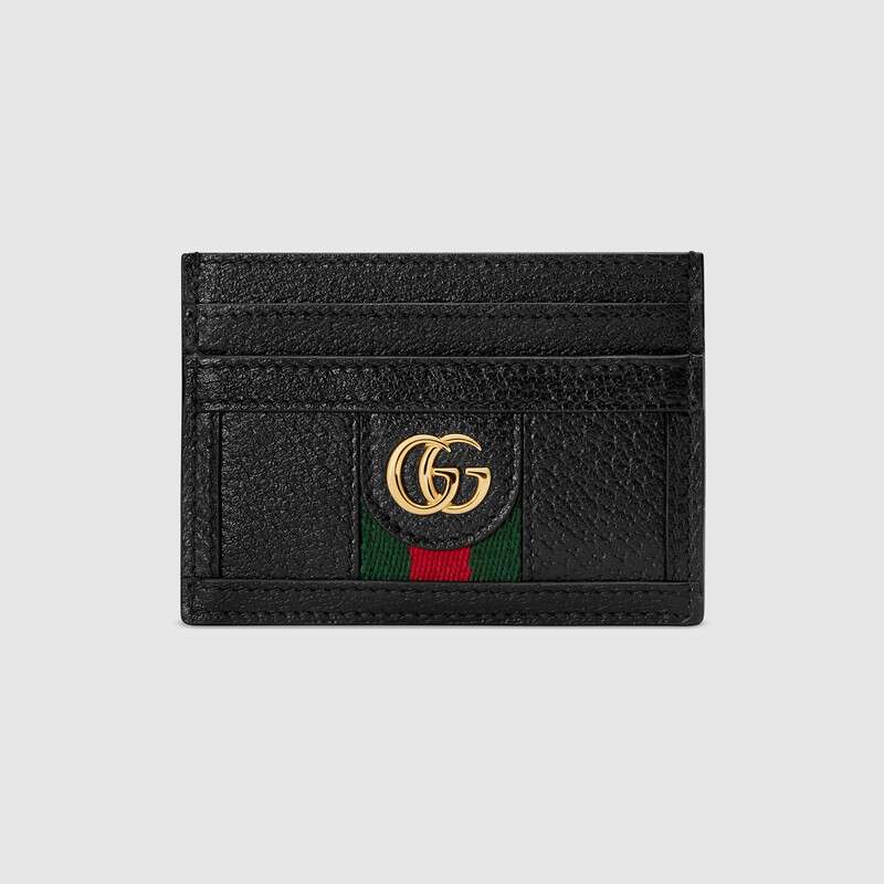 G*u*i gg unisex ophidia card case in leather with blue and red house web