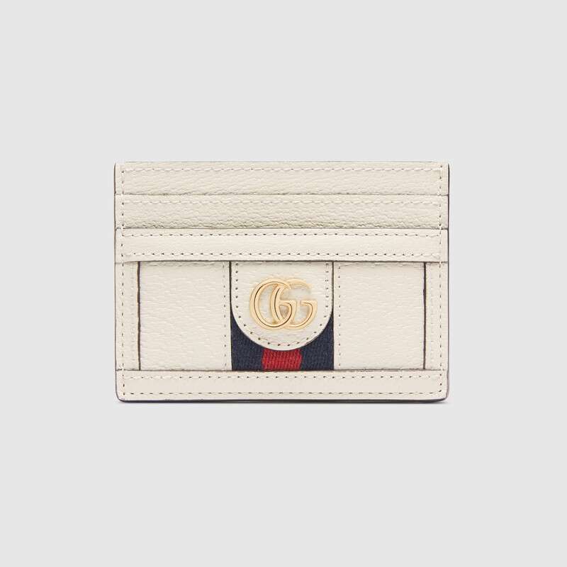 G*u*i gg unisex ophidia card case in leather with blue and red house web