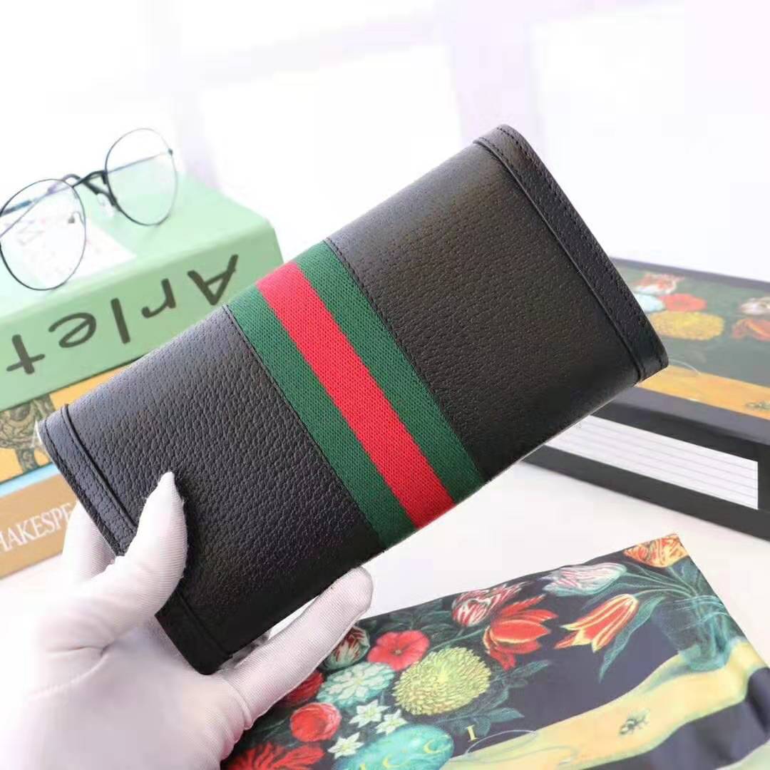G*u*i gg unisex ophidia continental wallet in black leather