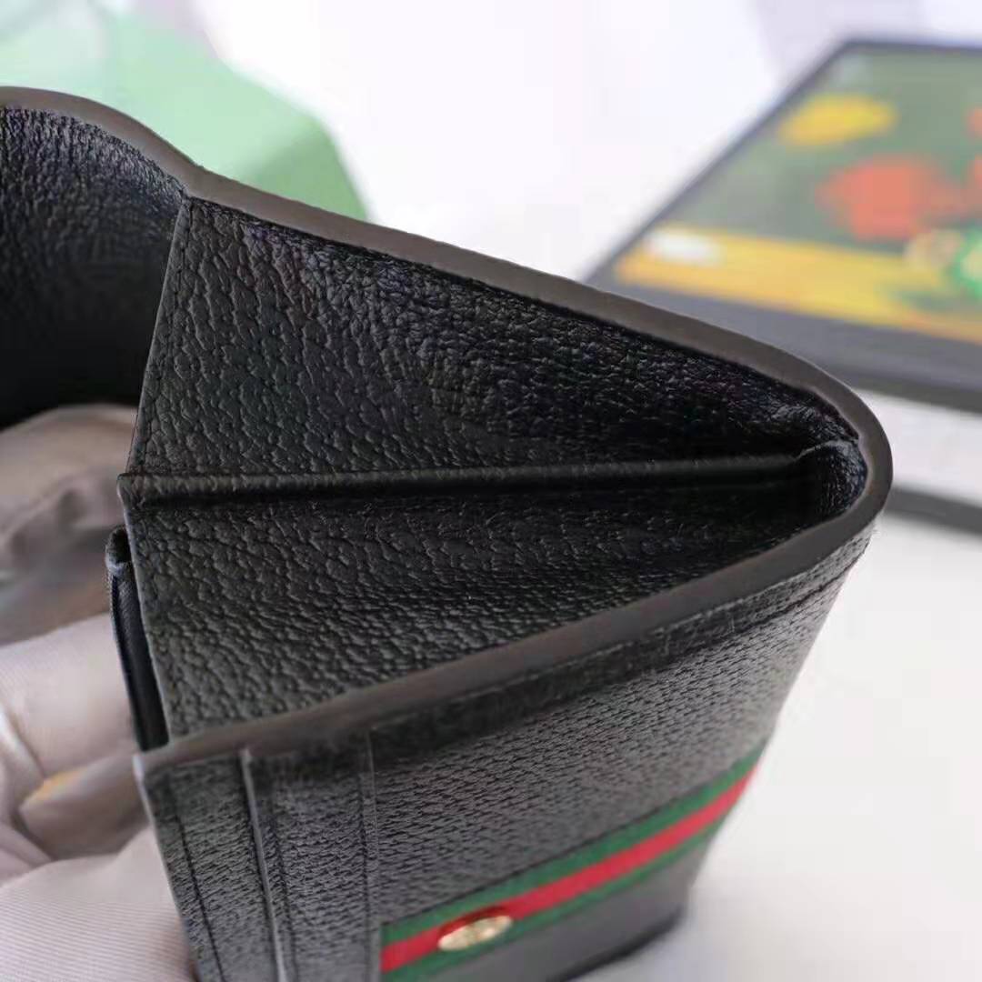 G*u*i gg unisex ophidia continental wallet in black leather