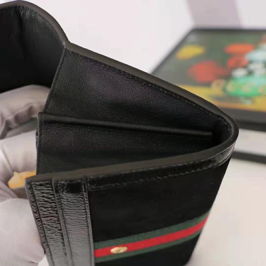 G*u*i gg unisex ophidia continental wallet in black suede leather