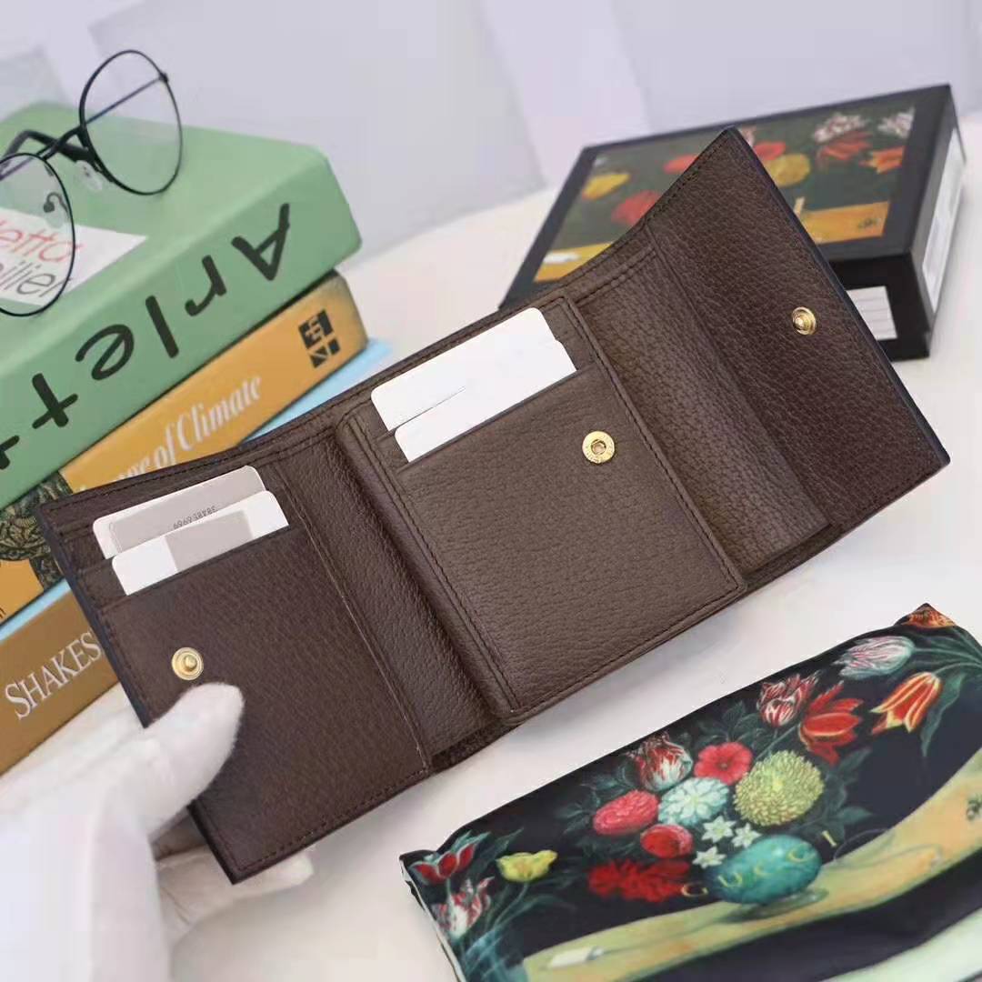 G*u*i gg unisex ophidia gg french flap wallet in beige/ebony gg supreme canvas