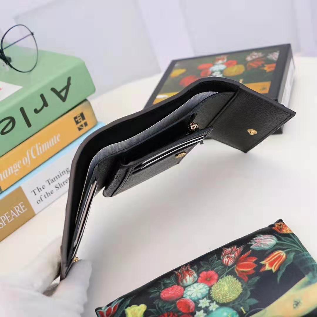 G*u*i gg unisex ophidia gg french flap wallet in black leather