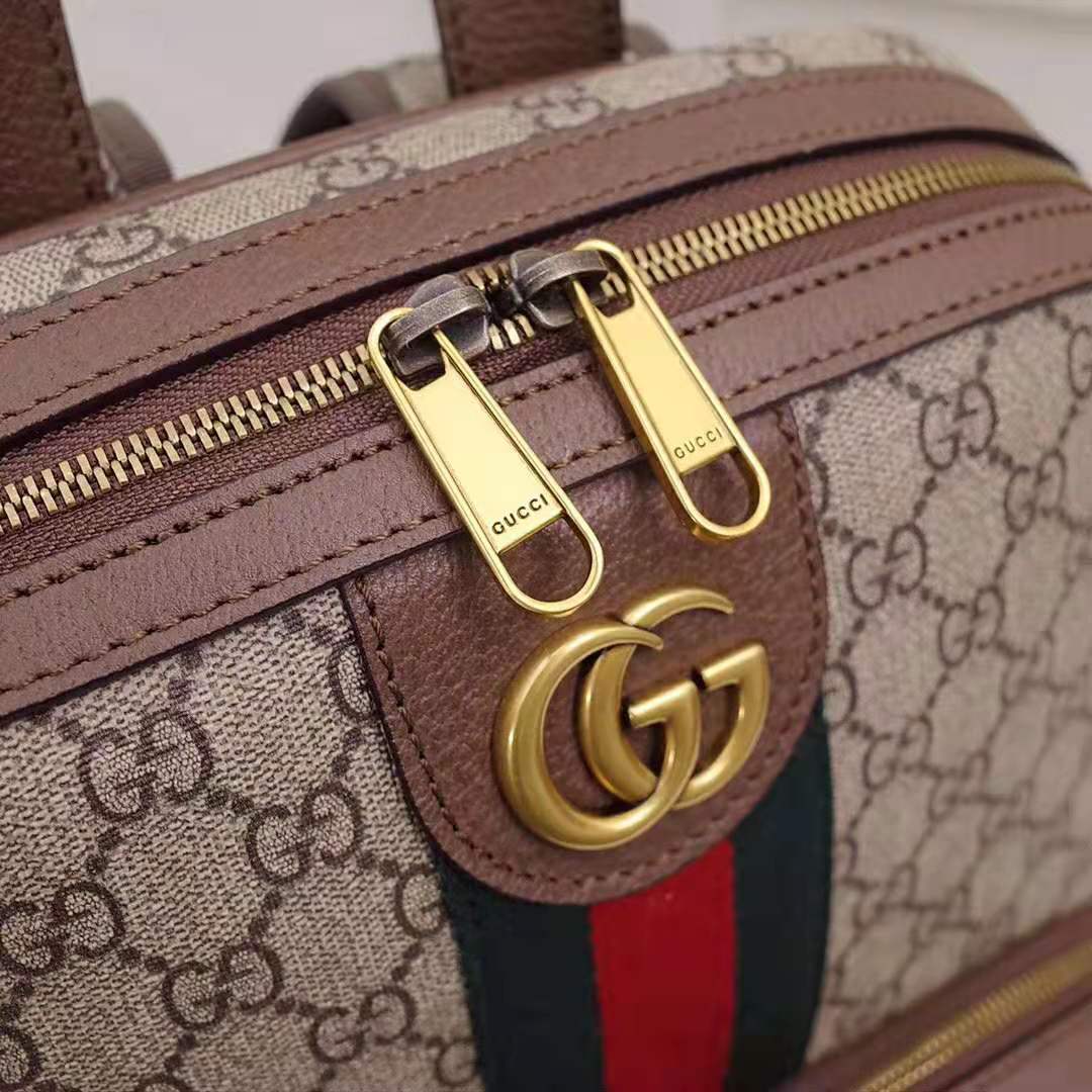 G*u*i gg unisex ophidia gg medium backpack in beige/ebony gg supreme canvas