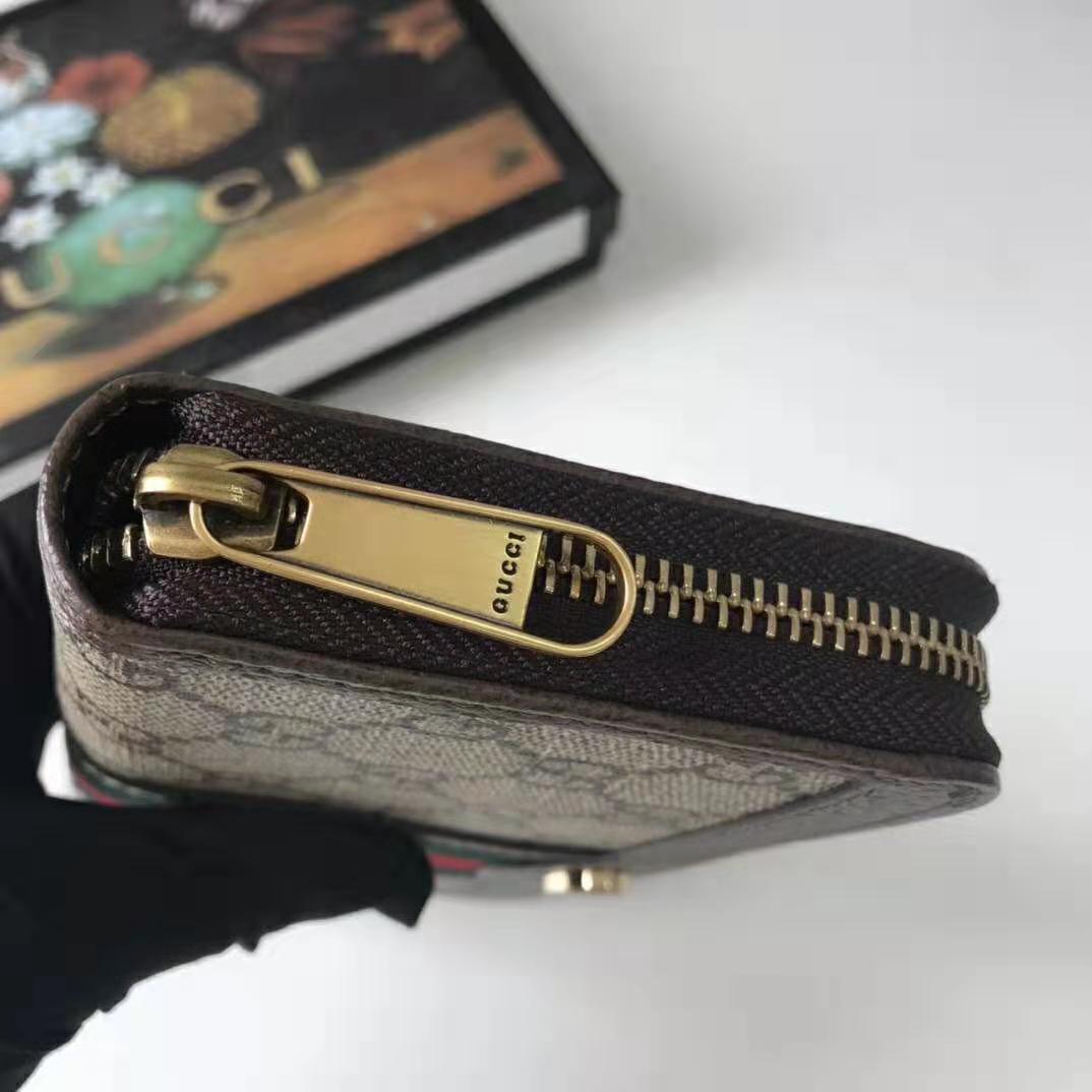 G*u*i gg unisex ophidia gg zip around wallet in beige/ebony gg supreme canvas