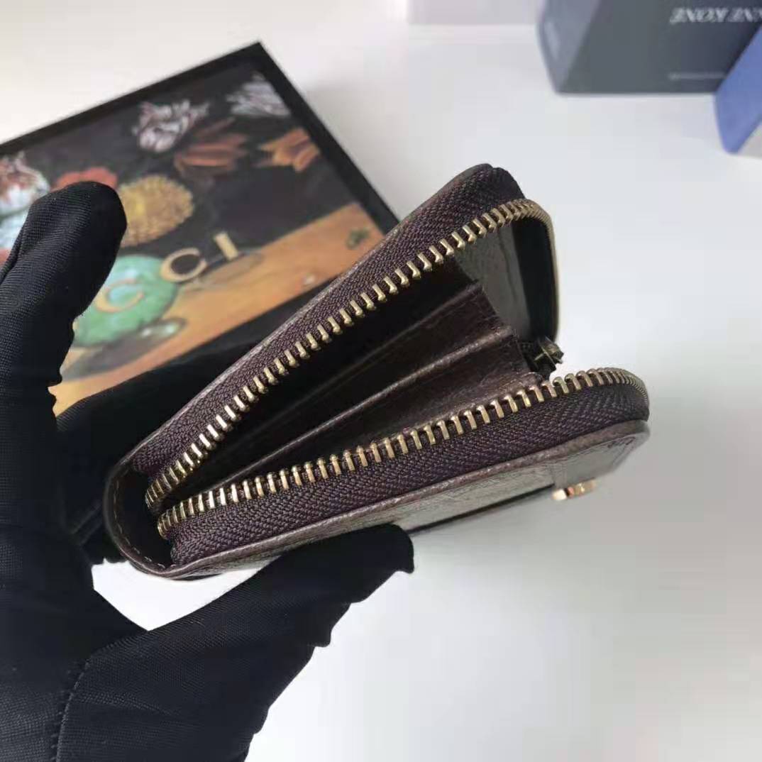 G*u*i gg unisex ophidia gg zip around wallet in beige/ebony gg supreme canvas