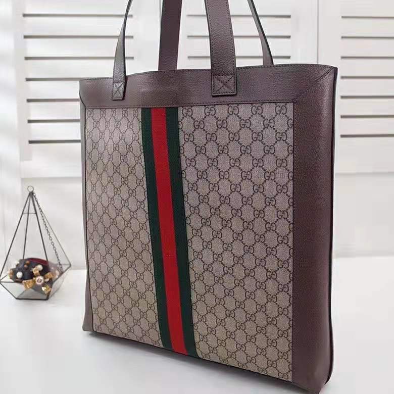 G*u*i gg unisex ophidia soft gg supreme large tote in beige/ebony gg supreme canvas