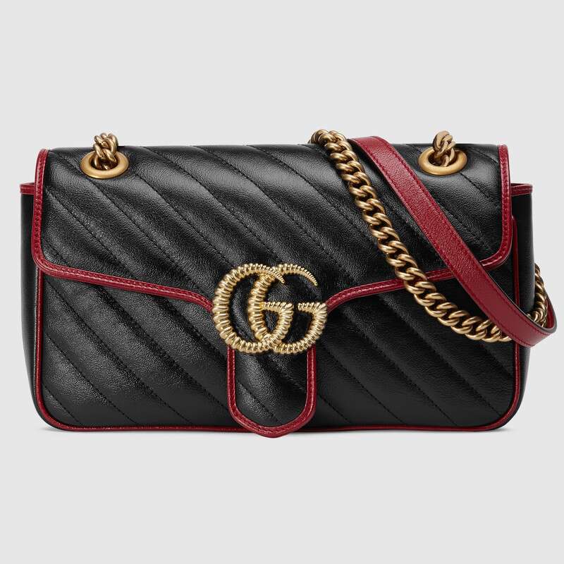 G*u*i gg women gg marmont small shoulder bag in diagonal matelassé leather