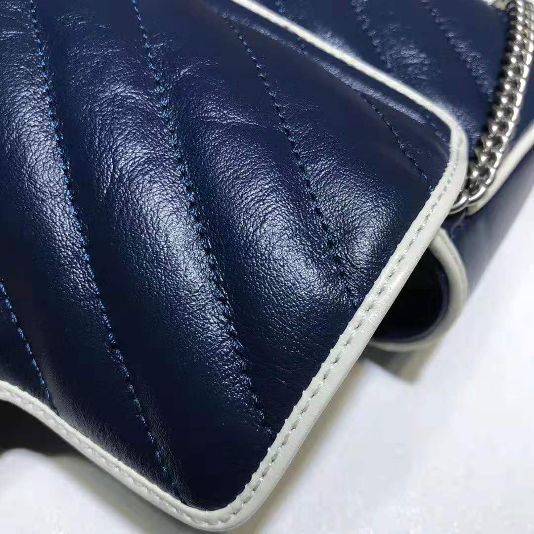 G*u*i gg women gg marmont super mini bag in blue diagonal matelassé leather