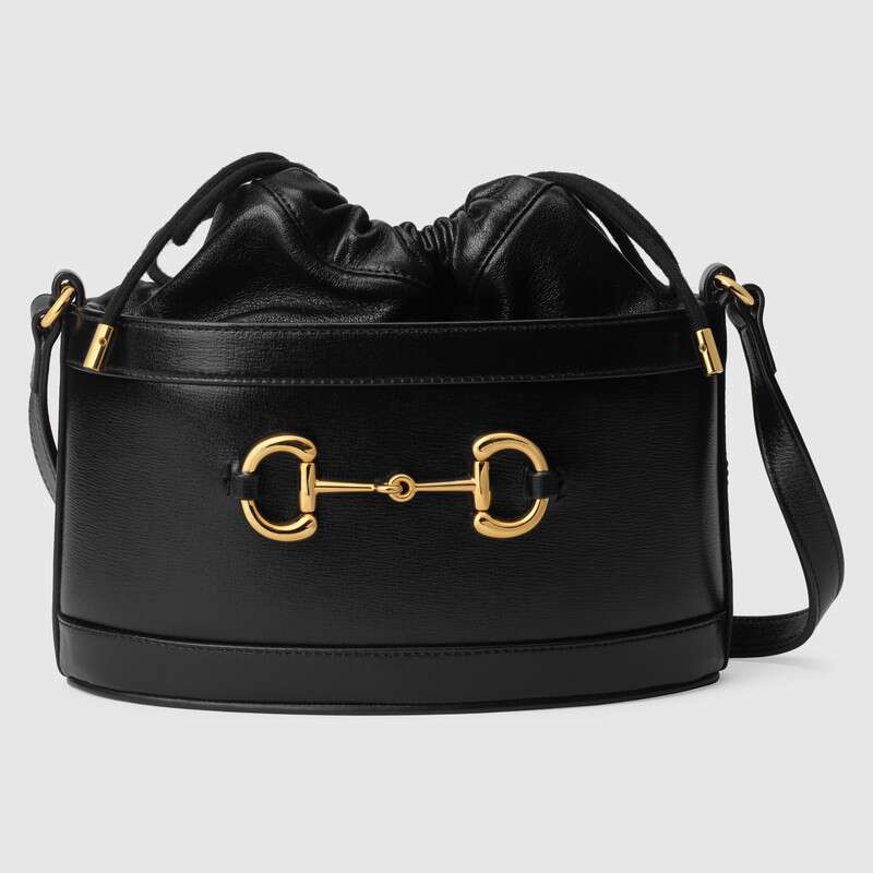 G*u*i gg women G*u*i 1955 horsebit bucket bag in textured leather bottom