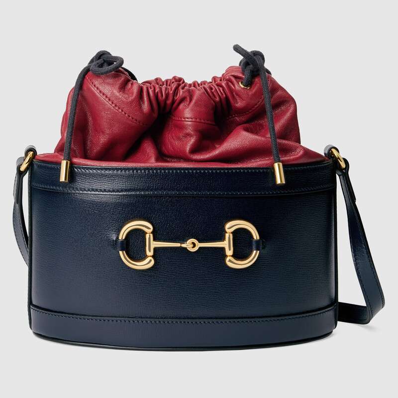 G*u*i gg women G*u*i 1955 horsebit bucket bag in textured leather bottom