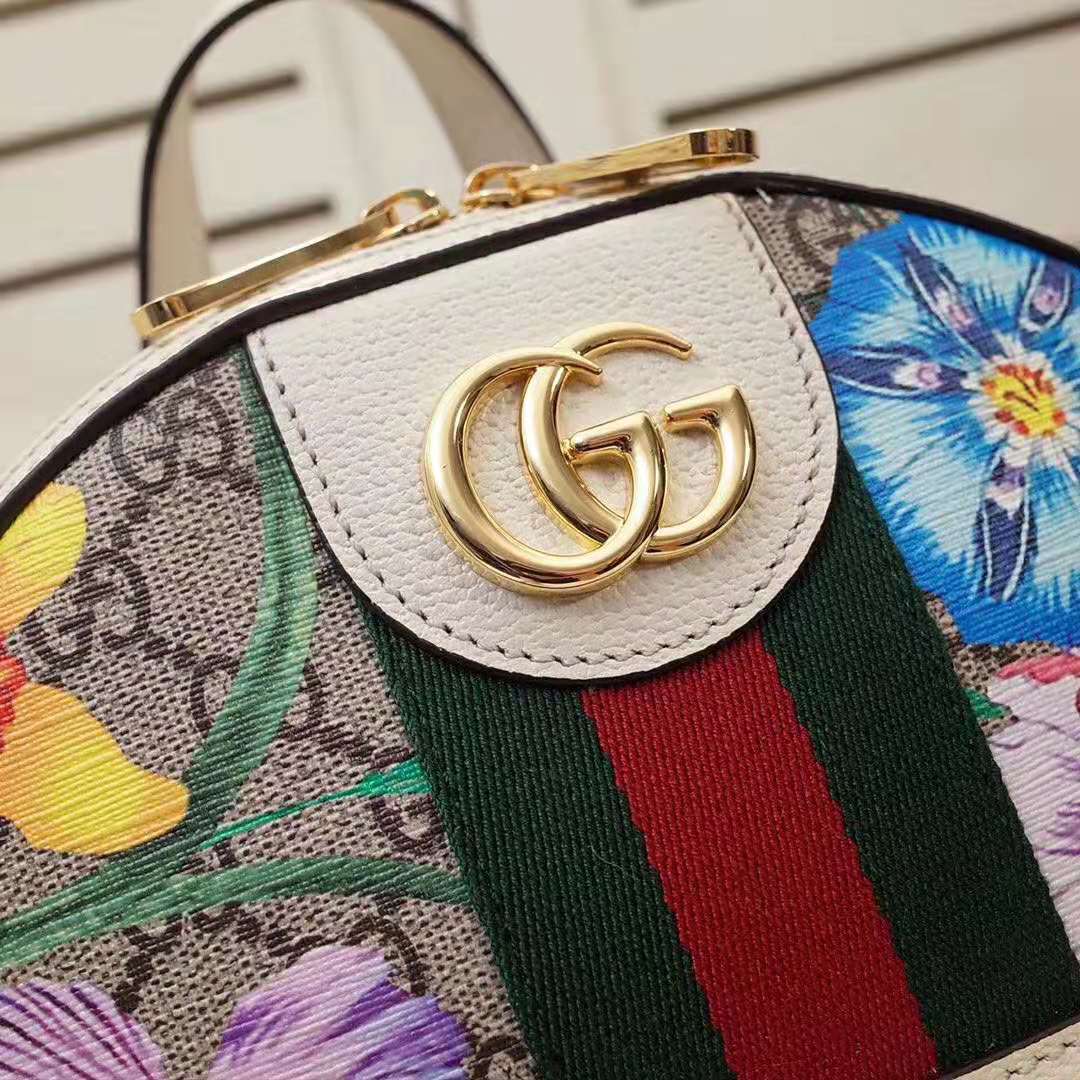 G*u*i gg women ophidia gg flora small backpack in beige/ebony gg supreme canvas