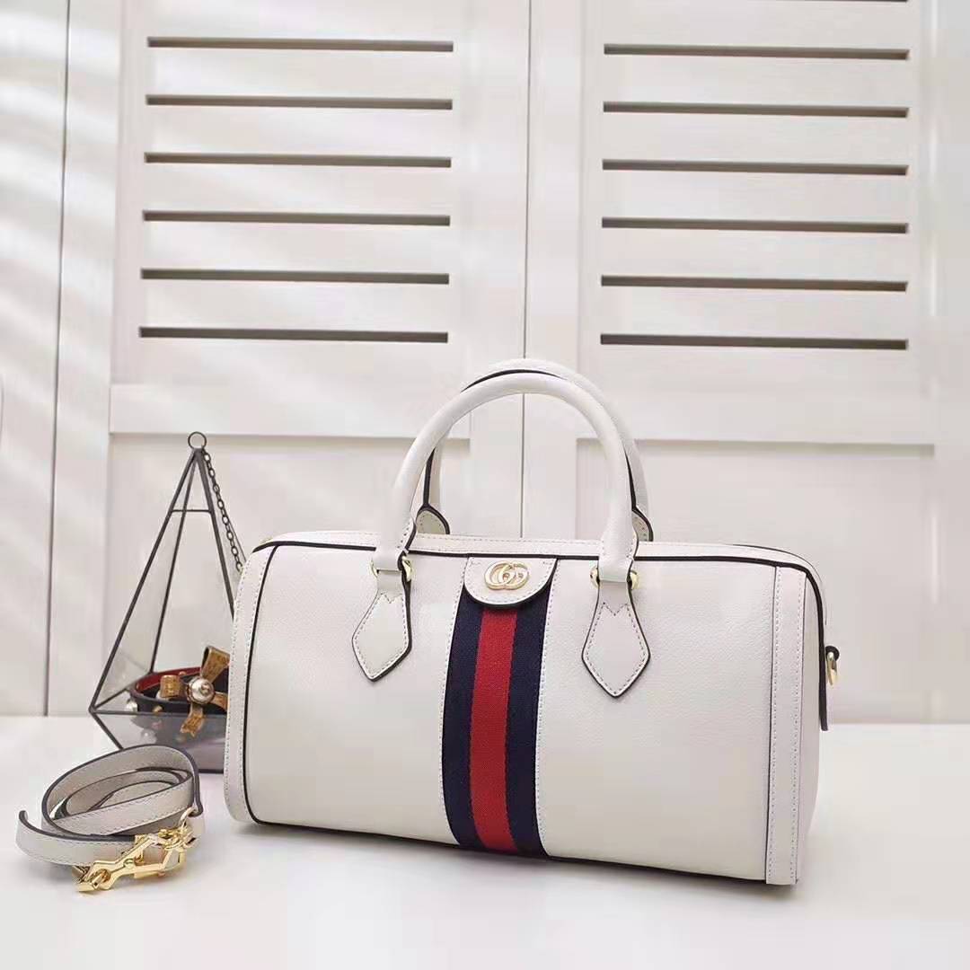G*u*i gg women ophidia medium top handle bag in white leather