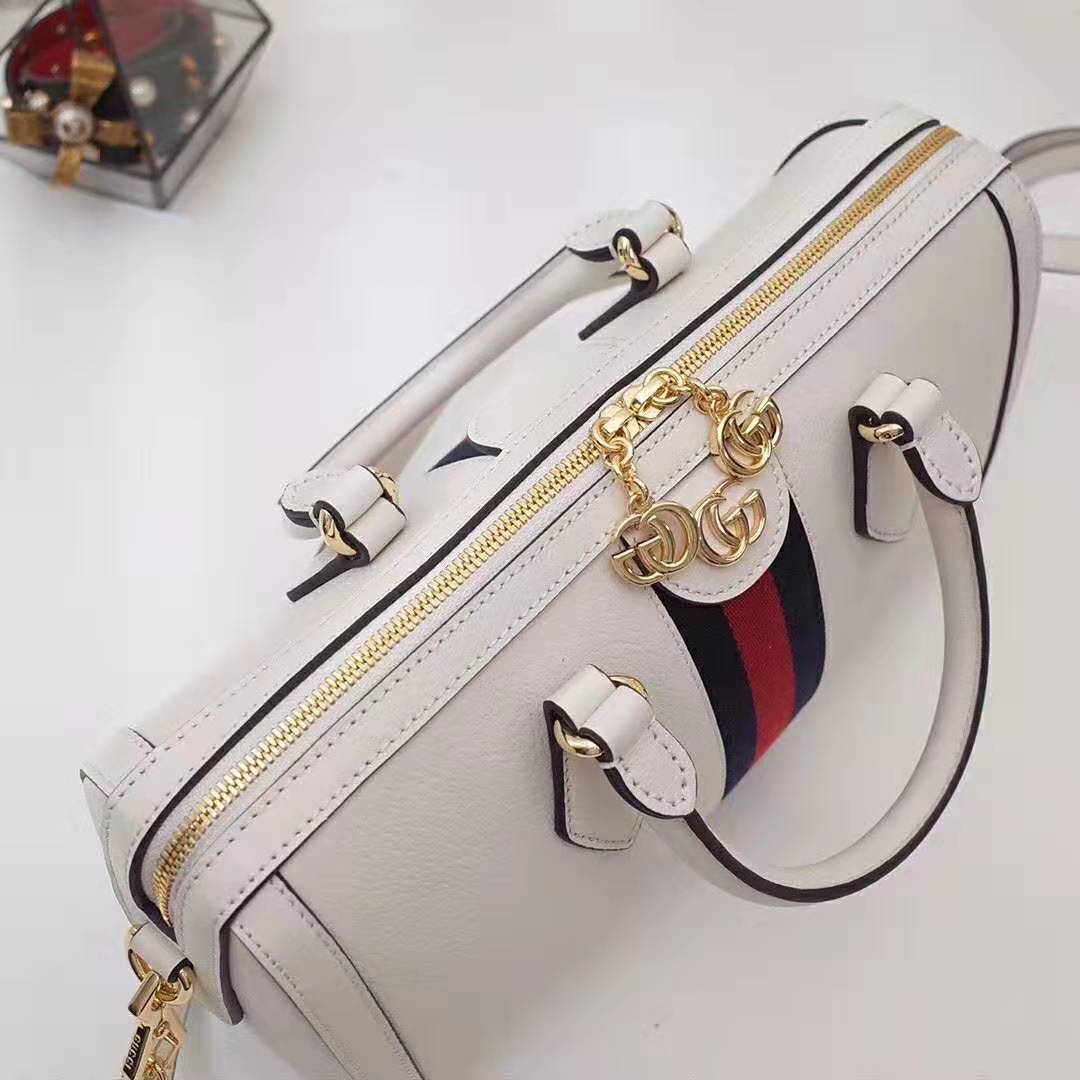 G*u*i gg women ophidia medium top handle bag in white leather
