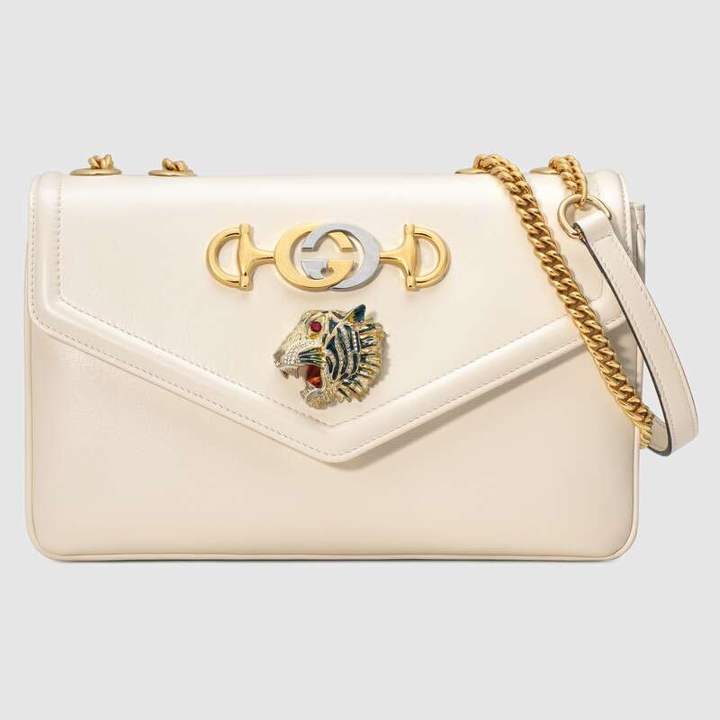 G*u*i gg women rajah medium shoulder bag in leather with tiger head