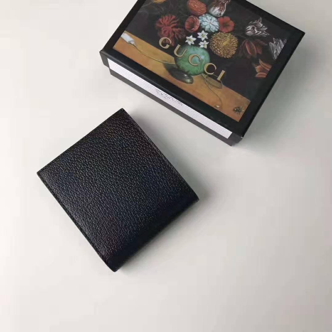G*u*i gg unisex leather bi-fold wallet with web in black metal-free tanned leather