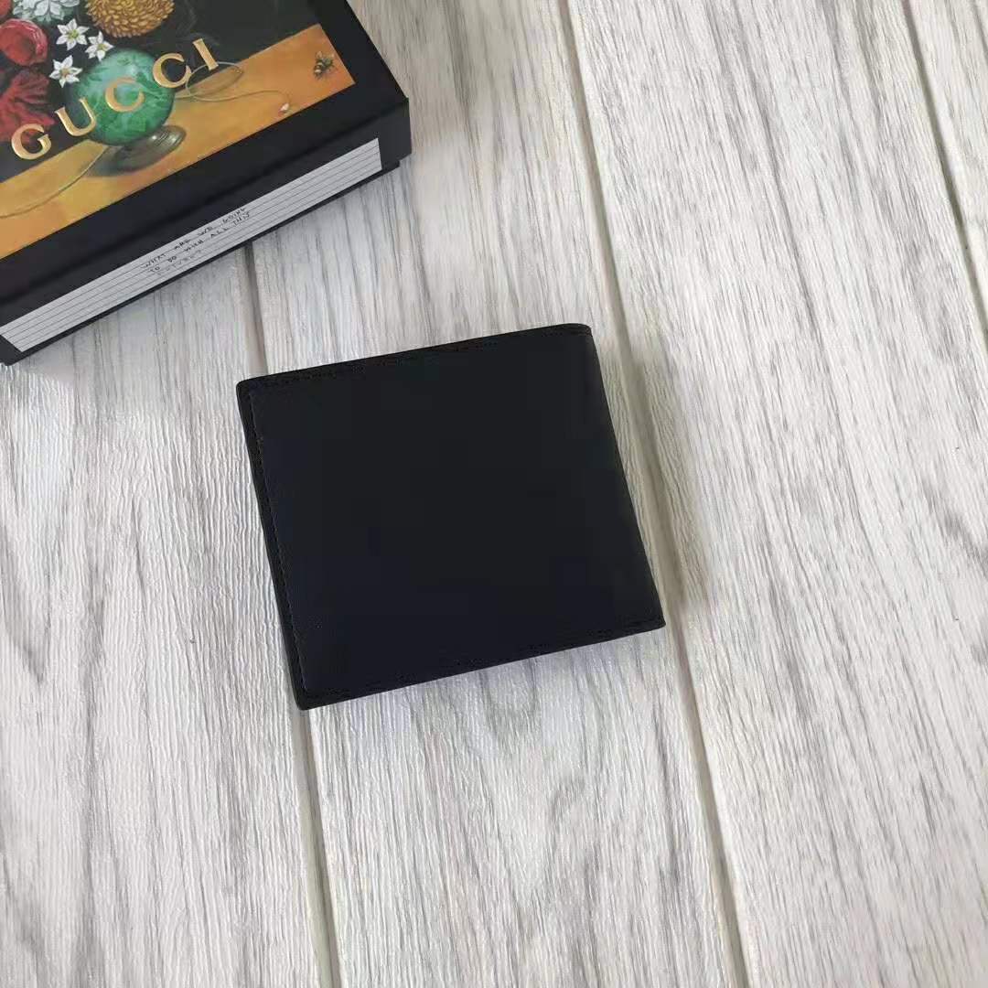G*u*i gg unisex leather mini wallet with G*u*i logo in black leather