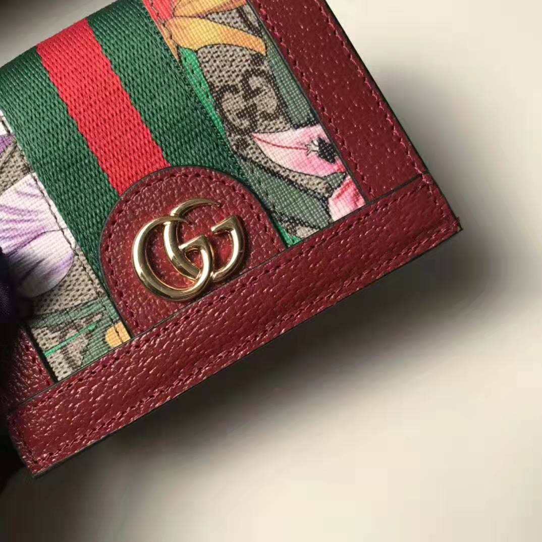 G*u*i gg women ophidia gg flora card case wallet in gg supreme canvas-red