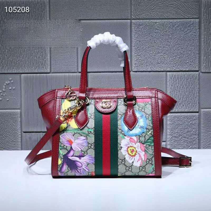 G*u*i gg women ophidia gg flora small tote bag in beige/ebony gg supreme canvas