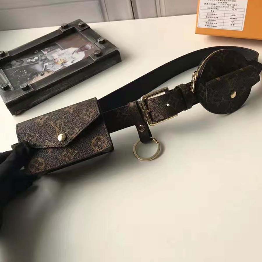 Louis Vuitton LV Unisex Daily Multi Pocket 30mm Belt-Brown