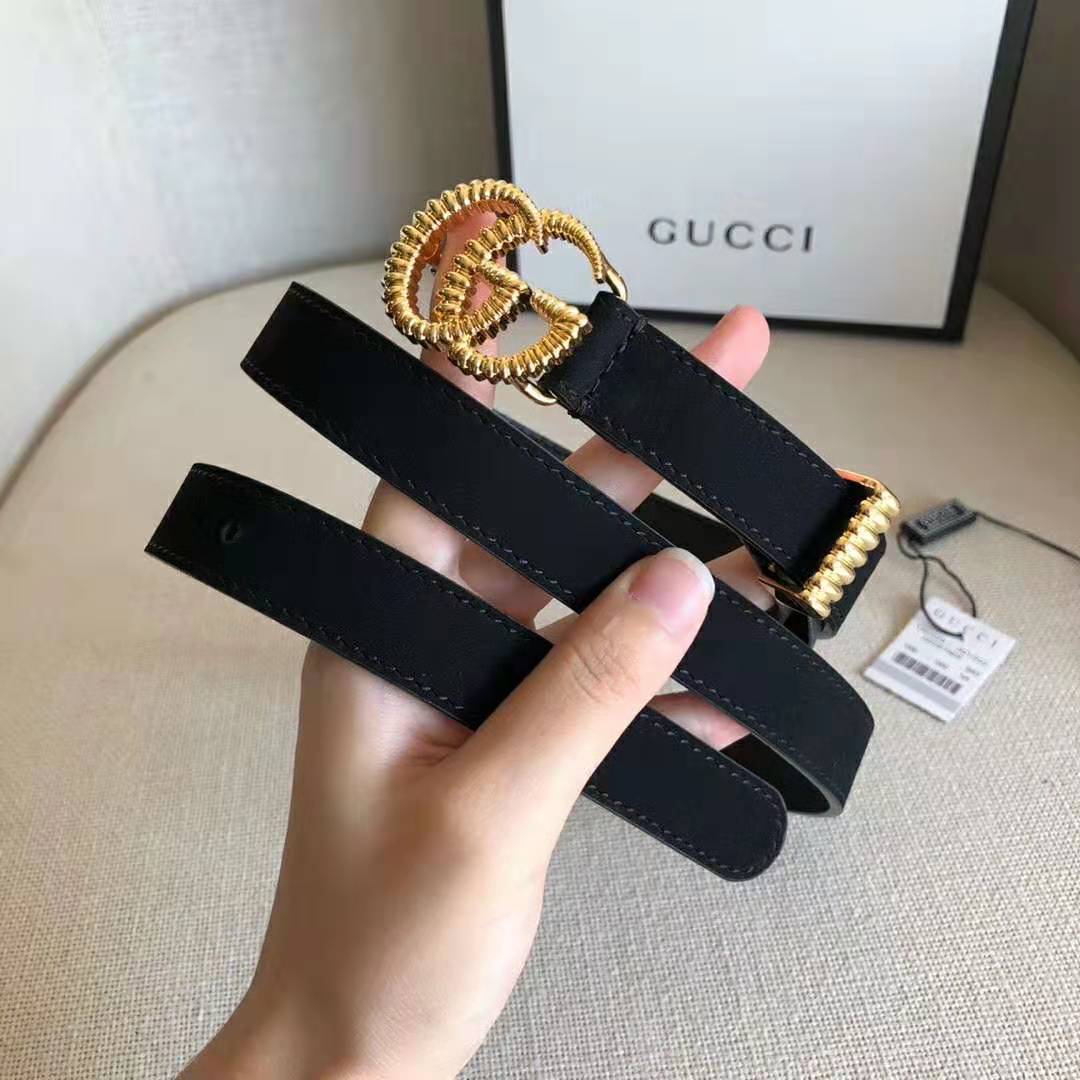 G*u*i unisex gg suede belt with torchon double g buckle-black