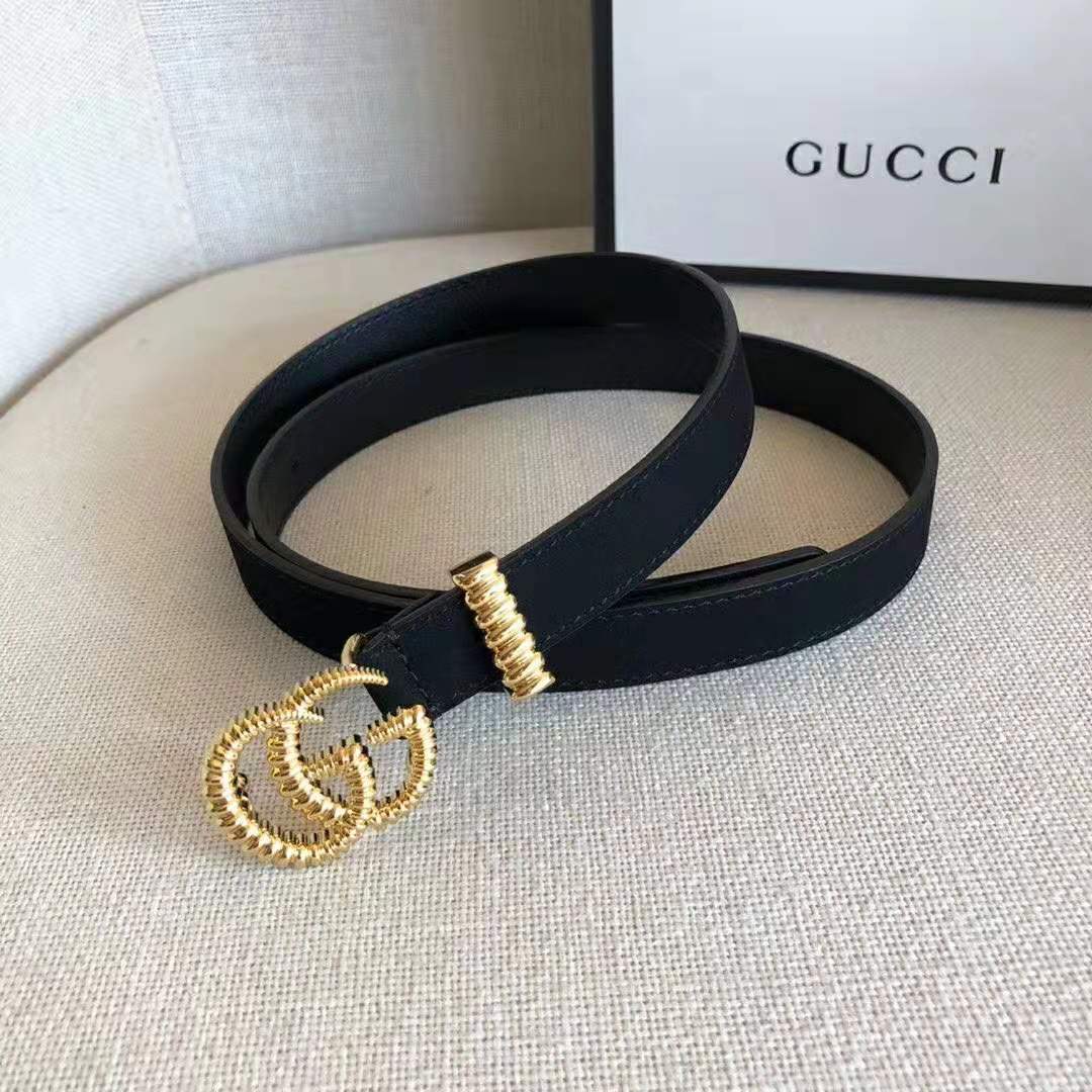 G*u*i unisex gg suede belt with torchon double g buckle-black