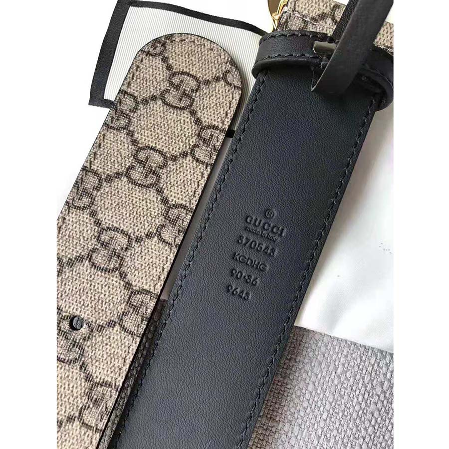 G*u*i unisex gg supreme belt with g buckle in beige/ebony gg supreme canvas