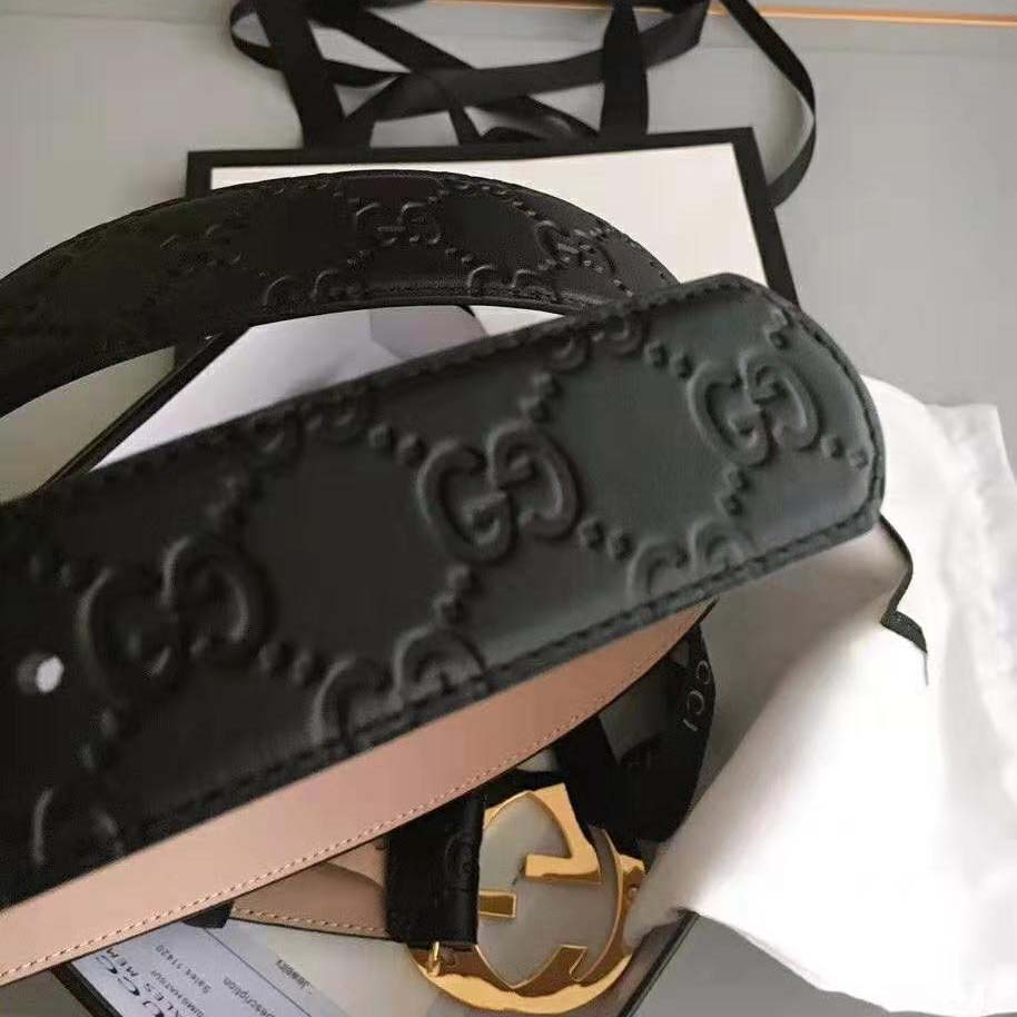 G*u*i unisex G*u*i signature leather belt-black