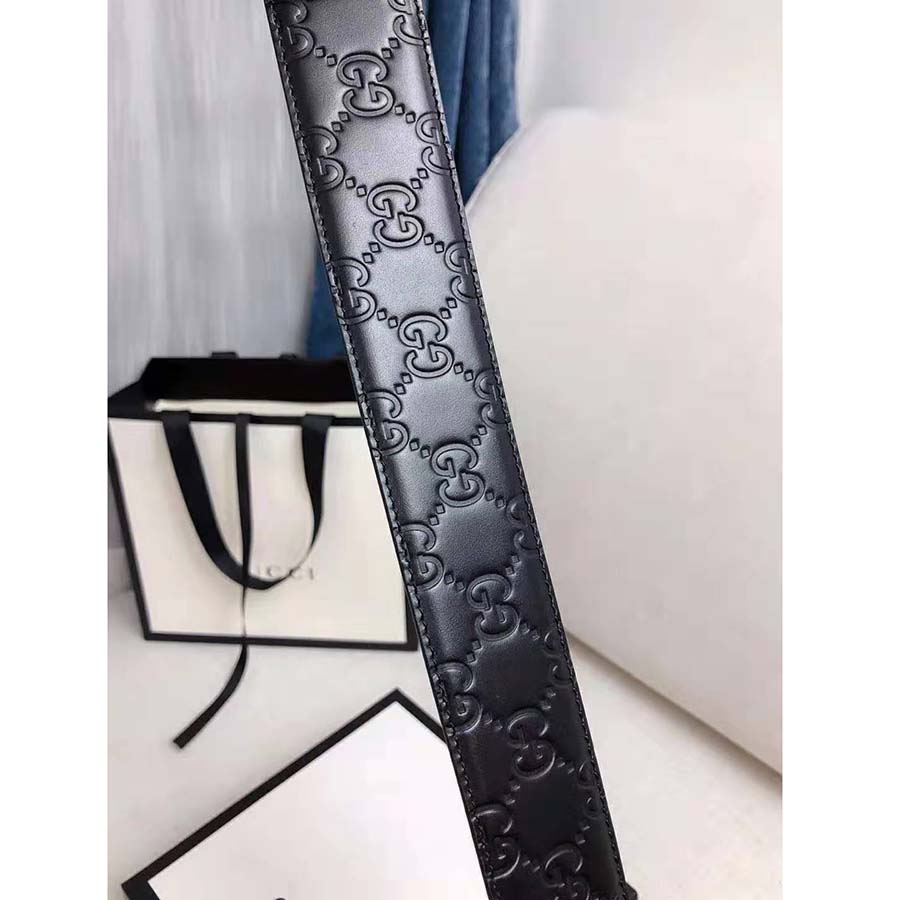 G*u*i unisex G*u*i signature leather belt with interlocking g buckle-black