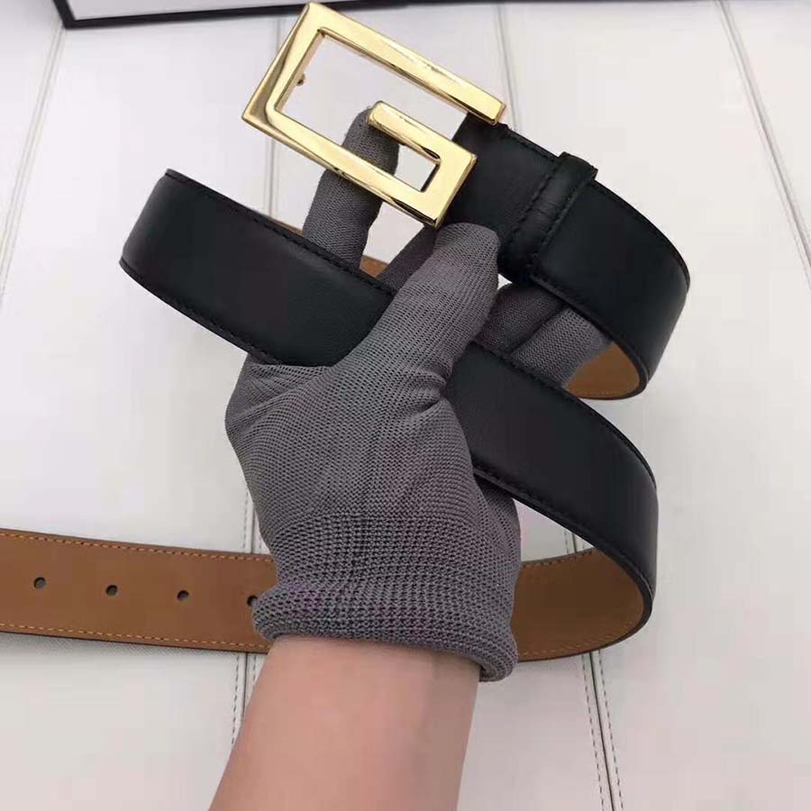 G*u*i unisex leather belt with g buckle-black