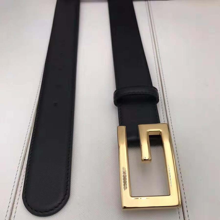 G*u*i unisex leather belt with g buckle-black