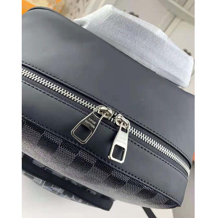 Louis Vuitton LV Men Josh Backpack Bag in Damier Graphite Coated Canvas-Grey
