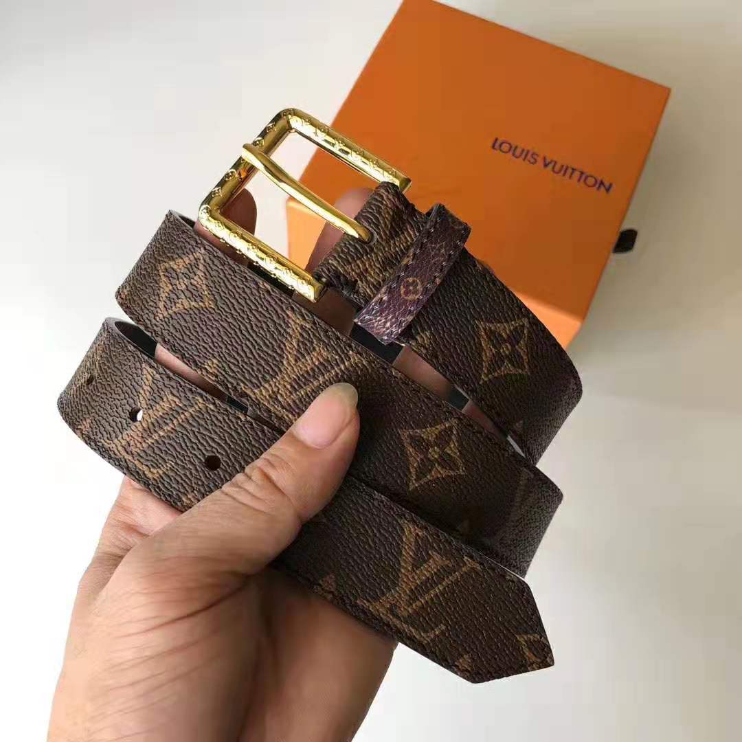 Louis Vuitton LV Unisex Daily LV 30mm Belt in Monogram Canvas-Brown
