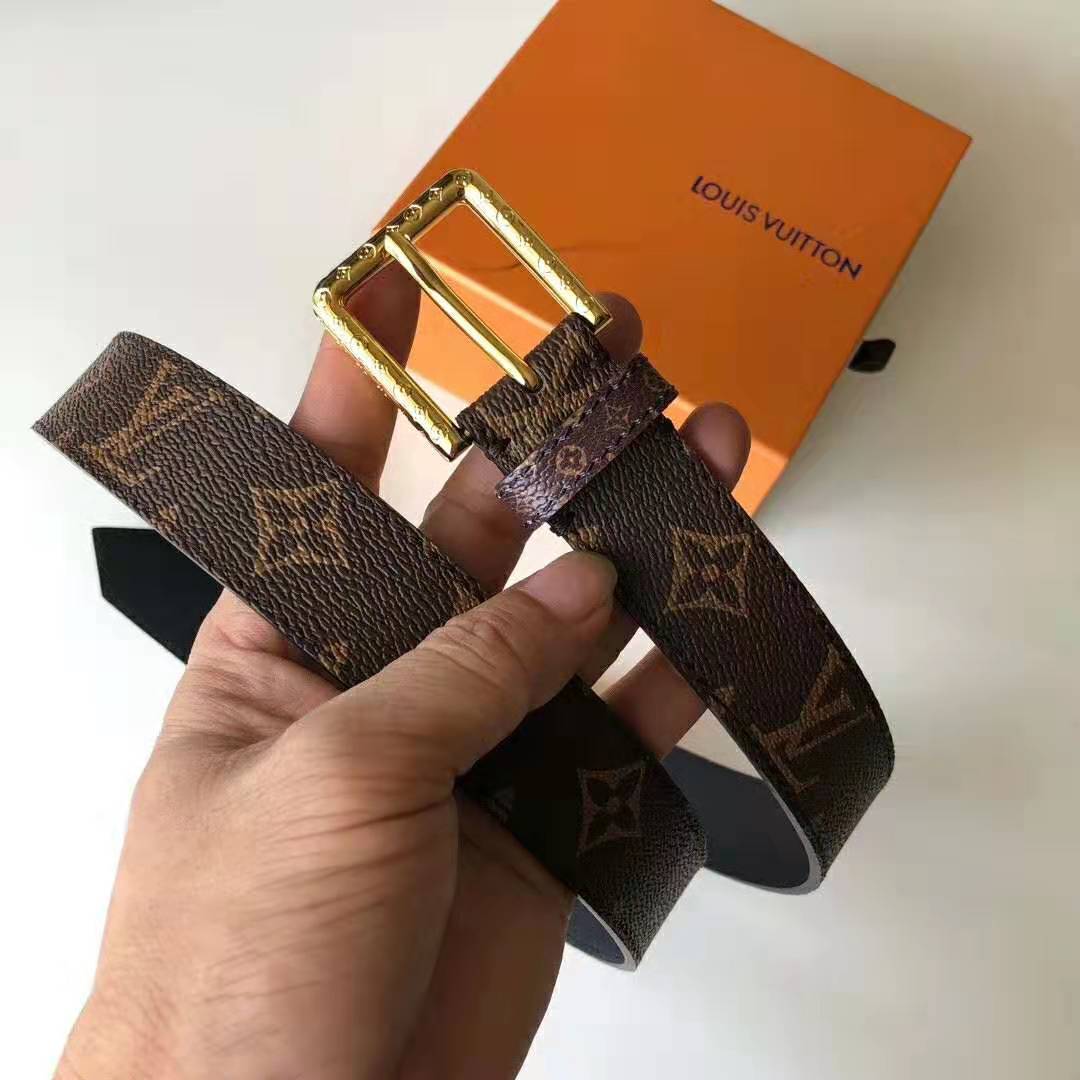 Louis Vuitton LV Unisex Daily LV 30mm Belt in Monogram Canvas-Brown