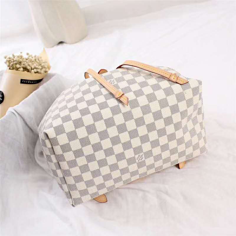 Louis Vuitton LV Women Sperone Backpack in Damier Azur Canvas-Beige