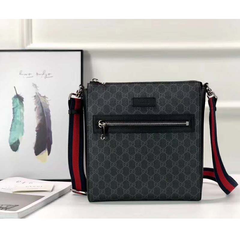G*u*i gg men gg black messenger bag supreme canvas-grey