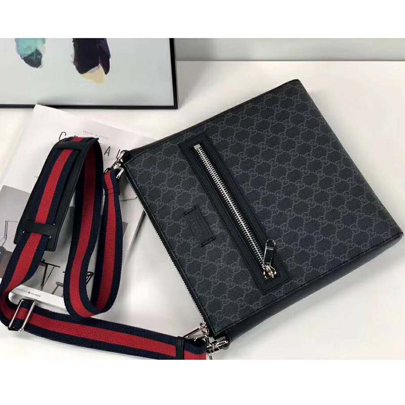 G*u*i gg men gg black messenger bag supreme canvas-grey