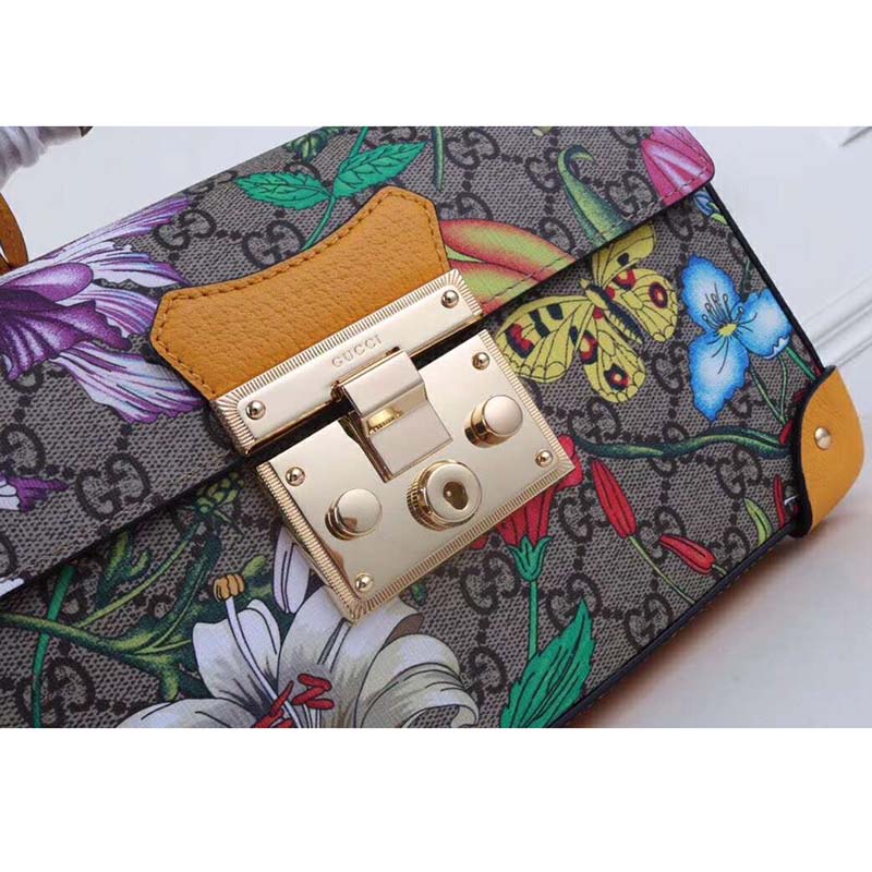 G*u*i gg women padlock gg flora small bamboo shoulder-beige