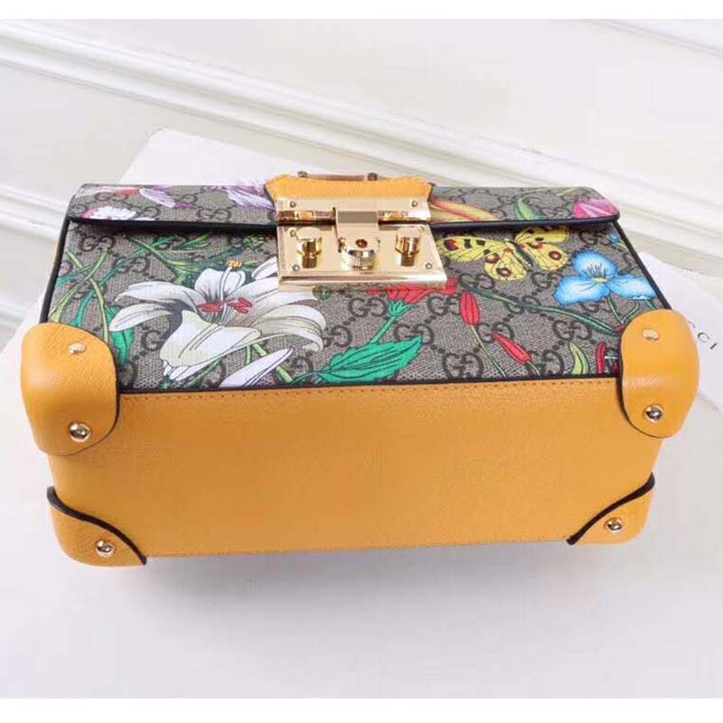 G*u*i gg women padlock gg flora small bamboo shoulder-beige
