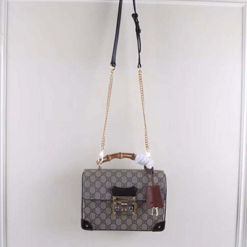 G*u*i gg women padlock gg small bamboo shoulder bag beige