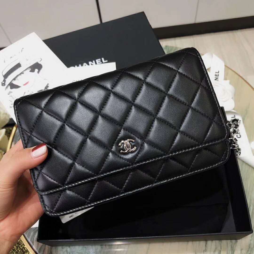 Chanel Women Classic Wallet On Chain Lambskin Leather-Black