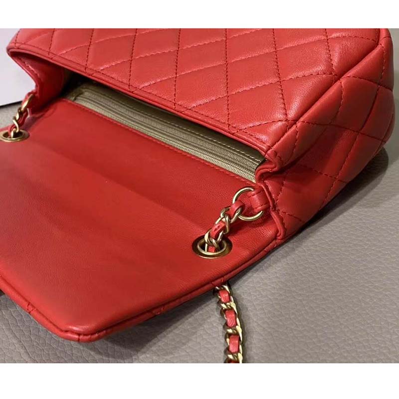 Chanel Women Mini Flap Bag in Lambskin Leather-Black