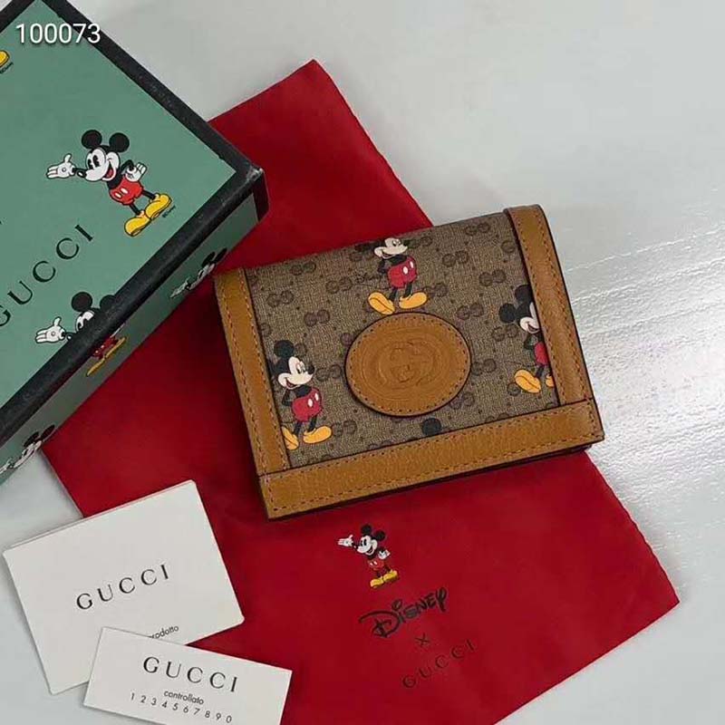 G*u*i gg unisex disney x G*u*i card case wallet-brown