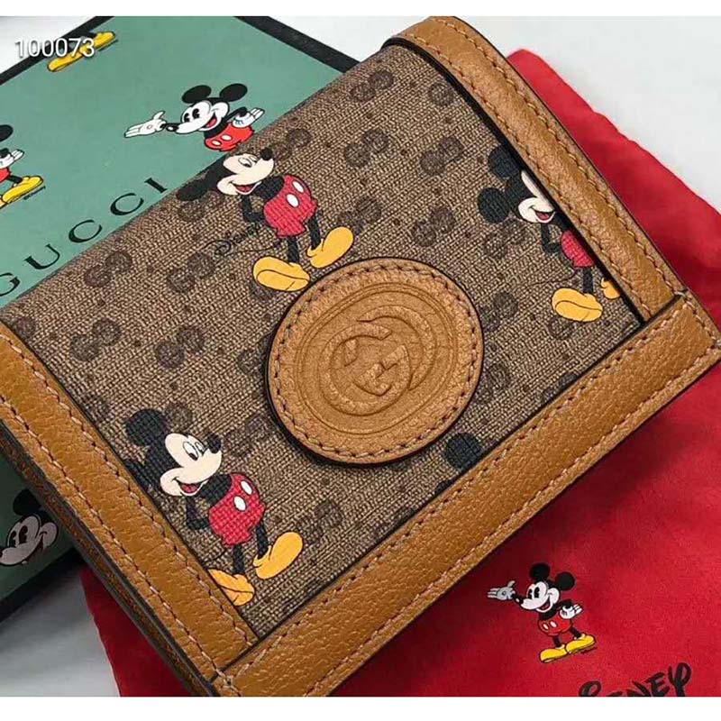 G*u*i gg unisex disney x G*u*i card case wallet-brown